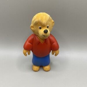 Vintage Berenstain Bears Brother Bear Flocked Fur Plastic Toy Figure 1986